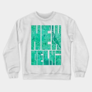 New Delhi, India, City Map Typography - Watercolor Crewneck Sweatshirt